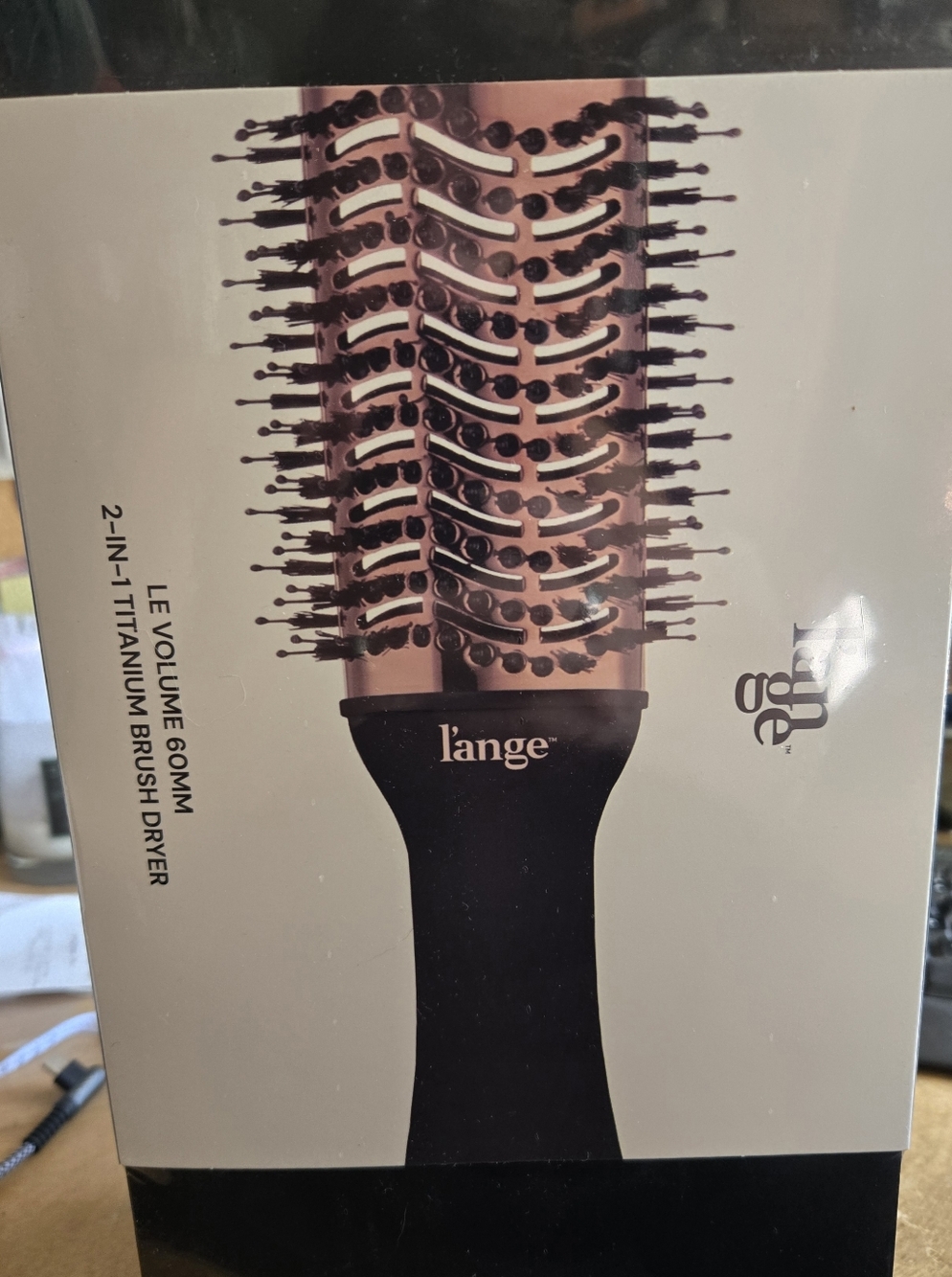 l'ange Le Volume 60mm 2-in-1 Titanium Brush Dryer - Black & Rose Gold